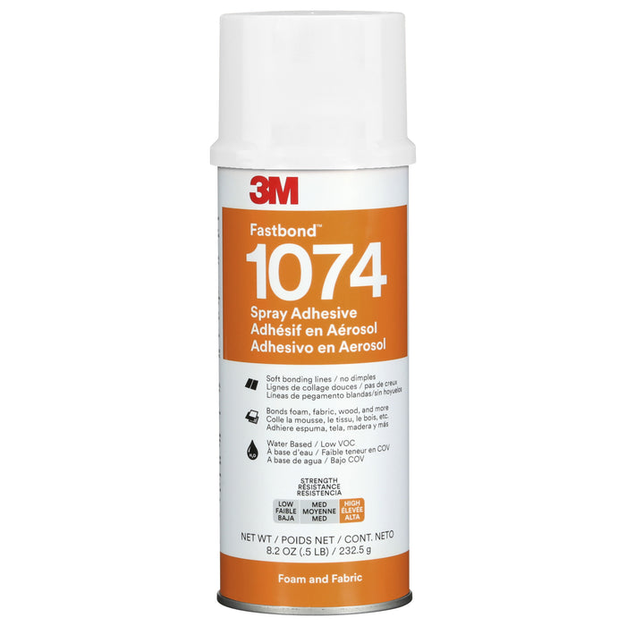 3M™ Fastbond™ Water-Based Foam and Fabric Adhesive 1074, Low VOC <6%, Neutral, Net Wt 8.2 oz, 6 Can/Case