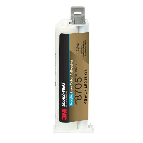 3M™ Scotch-Weld™ Low Odor Acrylic Adhesive DP8705NS, Black, 45 mL Duo-Pak, 12 ea/Case