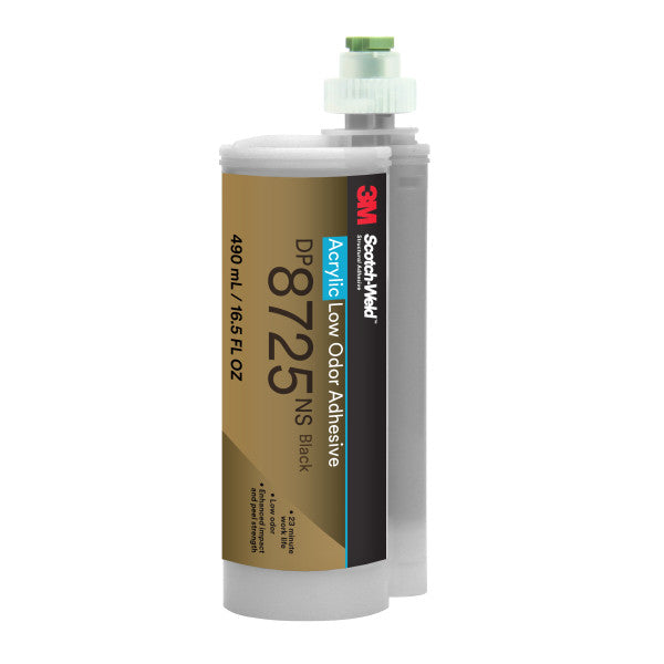 3M™ Scotch-Weld™ Low Odor Acrylic Adhesive DP8725NS, Black, 490 mL Duo- Pak, 6 ea/Case